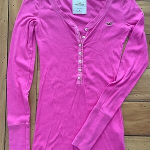 Hollister Vibrant Pink Henley Shirt